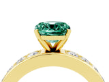 Yellow gold Cushion Cut Cut Channel Set Diamond Engagement Ring with Four-Prong Setting_4