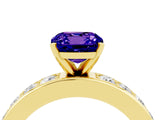 Yellow gold Cushion Cut Cut Channel Set Diamond Engagement Ring with Four-Prong Setting_4