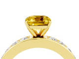 Yellow gold Cushion Cut Cut Channel Set Diamond Engagement Ring with Four-Prong Setting_4