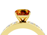 Yellow gold Cushion Cut Cut Channel Set Diamond Engagement Ring with Four-Prong Setting_4