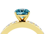 Yellow gold Cushion Cut Cut Channel Set Diamond Engagement Ring with Four-Prong Setting_4