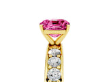 Yellow gold Cushion Cut Cut Channel Set Diamond Engagement Ring with Four-Prong Setting_5
