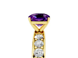 Yellow gold Cushion Cut Cut Channel Set Diamond Engagement Ring with Four-Prong Setting_5