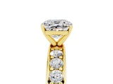 Yellow gold Cushion Cut Cut Channel Set Diamond Engagement Ring with Four-Prong Setting_5