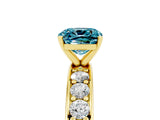 Yellow gold Cushion Cut Cut Channel Set Diamond Engagement Ring with Four-Prong Setting_5