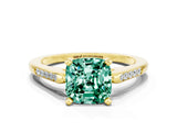 Yellow gold Cushion Cut Cut Channel Set Solitaire Engagement Ring with Four-Prong Setting