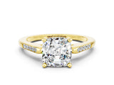 Yellow gold Cushion Cut Cut Channel Set Solitaire Engagement Ring with Four-Prong Setting_12