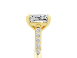 Yellow gold Cushion Cut Cut Channel Set Solitaire Engagement Ring with Four-Prong Setting_17