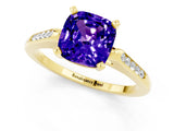 Yellow gold Cushion Cut Cut Channel Set Solitaire Engagement Ring with Four-Prong Setting_1