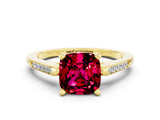 Yellow gold Cushion Cut Cut Channel Set Solitaire Engagement Ring with Four-Prong Setting