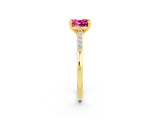 Yellow gold Cushion Cut Cut Channel Set Solitaire Engagement Ring with Four-Prong Setting_2