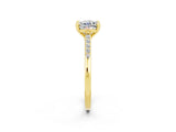 Yellow gold Cushion Cut Cut Channel Set Solitaire Engagement Ring with Four-Prong Setting_2