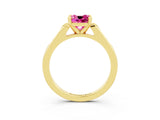 Yellow gold Cushion Cut Cut Channel Set Solitaire Engagement Ring with Four-Prong Setting_3