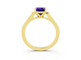 Yellow gold Cushion Cut Cut Channel Set Solitaire Engagement Ring with Four-Prong Setting_3