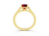 Yellow gold Cushion Cut Cut Channel Set Solitaire Engagement Ring with Four-Prong Setting_3