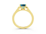 Yellow gold Cushion Cut Cut Channel Set Solitaire Engagement Ring with Four-Prong Setting_3