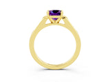 Yellow gold Cushion Cut Cut Channel Set Solitaire Engagement Ring with Four-Prong Setting_3