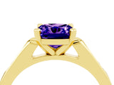 Yellow gold Cushion Cut Cut Channel Set Solitaire Engagement Ring with Four-Prong Setting_4
