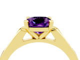 Yellow gold Cushion Cut Cut Channel Set Solitaire Engagement Ring with Four-Prong Setting_4