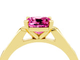 Yellow gold Cushion Cut Cut Channel Set Solitaire Engagement Ring with Four-Prong Setting_4