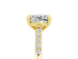 Yellow gold Cushion Cut Cut Channel Set Solitaire Engagement Ring with Four-Prong Setting_5