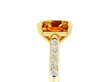 Yellow gold Cushion Cut Cut Channel Set Solitaire Engagement Ring with Four-Prong Setting_5