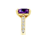 Yellow gold Cushion Cut Cut Channel Set Solitaire Engagement Ring with Four-Prong Setting_5