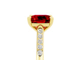 Yellow gold Cushion Cut Cut Channel Set Solitaire Engagement Ring with Four-Prong Setting_5