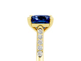 Yellow gold Cushion Cut Cut Channel Set Solitaire Engagement Ring with Four-Prong Setting_5