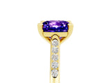 Yellow gold Cushion Cut Cut Channel Set Solitaire Engagement Ring with Four-Prong Setting_5