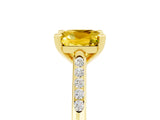 Yellow gold Cushion Cut Cut Channel Set Solitaire Engagement Ring with Four-Prong Setting_5