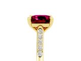 Yellow gold Cushion Cut Cut Channel Set Solitaire Engagement Ring with Four-Prong Setting_5