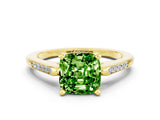 Yellow gold Cushion Cut Cut Channel Set Solitaire Engagement Ring with Four-Prong Setting