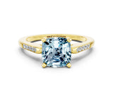 Yellow gold Cushion Cut Cut Channel Set Solitaire Engagement Ring with Four-Prong Setting