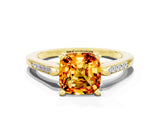 Yellow gold Cushion Cut Cut Channel Set Solitaire Engagement Ring with Four-Prong Setting
