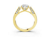 Yellow gold Cushion Cut Cut Diamond Channel Set Solitaire Ring with Four-Prong Setting_6