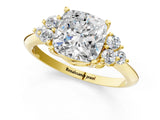 Yellow gold Cushion Cut Cut Diamond Cluster Ring with Solitaire Band and Four-Prong Setting_16