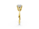 Yellow gold Cushion Cut Cut Diamond Cluster Ring with Solitaire Band and Four-Prong Setting_17