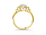 Yellow gold Cushion Cut Cut Diamond Cluster Ring with Solitaire Band and Four-Prong Setting_18