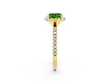 Yellow gold Cushion Cut Cut Diamond Floral Halo Engagement Ring with Pavé Band and Prong Setting_2