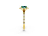 Yellow gold Cushion Cut Cut Diamond Floral Halo Engagement Ring with Pavé Band and Prong Setting_2