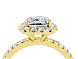 Yellow gold Cushion Cut Cut Diamond Floral Halo Engagement Ring with Pavé Band and Prong Setting_4