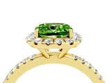 Yellow gold Cushion Cut Cut Diamond Floral Halo Engagement Ring with Pavé Band and Prong Setting_4
