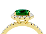 Yellow gold Cushion Cut Cut Diamond Floral Halo Engagement Ring with Pavé Band and Prong Setting_4