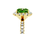 Yellow gold Cushion Cut Cut Diamond Floral Halo Engagement Ring with Pavé Band and Prong Setting_5