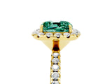 Yellow gold Cushion Cut Cut Diamond Floral Halo Engagement Ring with Pavé Band and Prong Setting_5