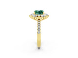 Yellow gold Cushion Cut Cut Diamond Floral Halo Pave Band with Prong Setting_2