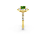 Yellow gold Cushion Cut Cut Diamond Floral Halo Pave Band with Prong Setting_2