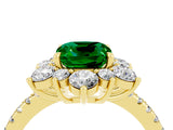 Yellow gold Cushion Cut Cut Diamond Floral Halo Pave Band with Prong Setting_4