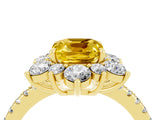 Yellow gold Cushion Cut Cut Diamond Floral Halo Pave Band with Prong Setting_4